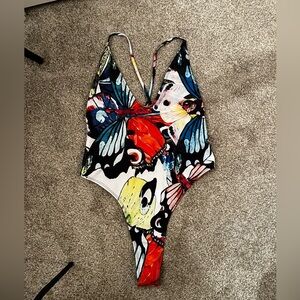 Vibrant Butterfly Print One-Piece Swimsuit